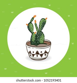 Cute cactus with hand drawing style