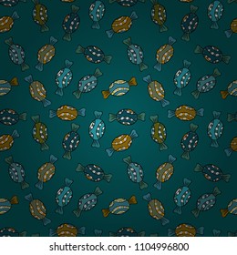 Cute cactus and hand drawn textures. Perfect for fabric, textile. Background on blue, yellow and violet.