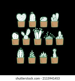 Cute cactus. Hand drawn cactus. vector illustration