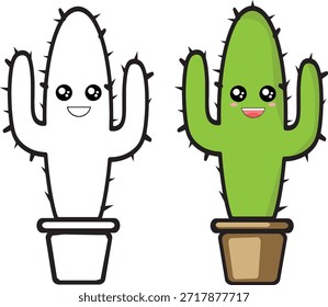 lindo icono de cactus logo símbolo de Vector Iniciar sesión estilo de arte de línea limpia para la naturaleza planta del desierto y temas botánicos	