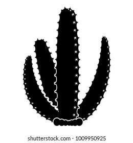 Cute cactus icon. Silhouette. Vector illustration design
