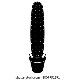 Cute cactus icon. Silhouette. Vector illustration design