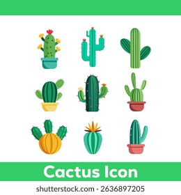 a Cute Cactus Icons Set