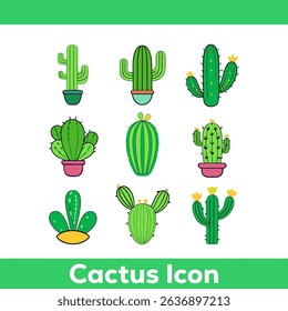 a Cute Cactus Icons Set