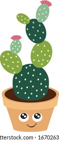 Cactus, ilustración, vector sobre fondo blanco.