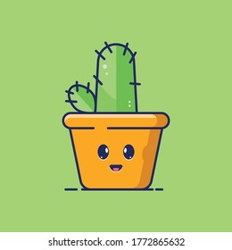 cute cactus illustrations with. with current trends suitable for stickers, web landing, banners, plant brochures, and businesses.