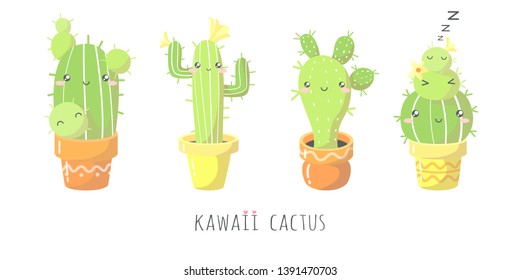 Cute cactus isolated on white background. T-shirt design. Vector illustration. Flat design. EPS 10.