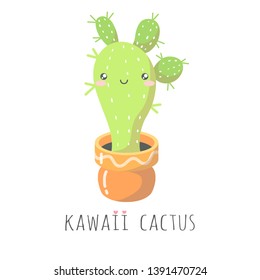 Cute cactus isolated on white background. T-shirt design. Vector illustration. Flat design. EPS 10.