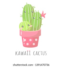 Cute cactus isolated on white background. T-shirt design. Vector illustration. Flat design. EPS 10.