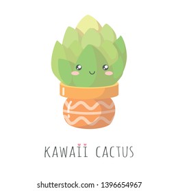 Cute cactus isolated on white background. T-shirt design. Vector illustration. Flat design. EPS 10.