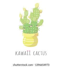 Cute cactus isolated on white background. T-shirt design. Vector illustration. Flat design. EPS 10.