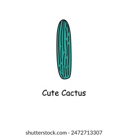 Cute cactus isolated on white background.  Desert spiny plant, mexico cacti flower and tropical home plants, succulents