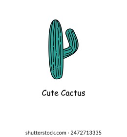 Cute cactus isolated on white background.  Desert spiny plant, mexico cacti flower and tropical home plants, succulents