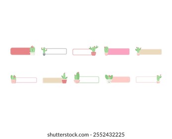 Cute Cactus Label Name Tag Element Set