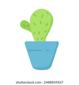 Cute cactus in a light blue pot