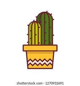 Cute cactus. Line icon illustration - Vector