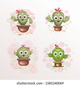 cute cactus mascot cartoon design vector