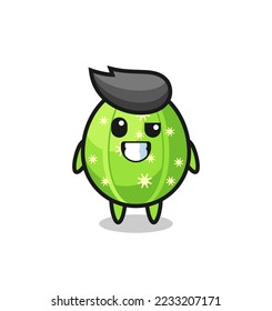 linda mascota de cactus con una cara optimista, diseño de estilo lindo para camiseta, pegatina, elemento logo
