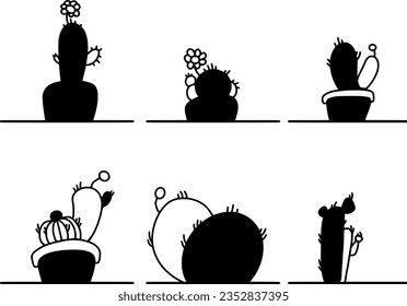 Ilustración del vector de contorno de cactus