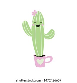 Cute cactus in a pink mug.