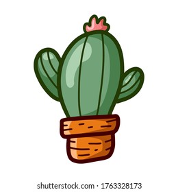 Cute Cactus Plant Doodle Cartoon Illustration Design