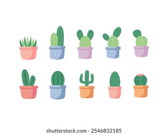 Cute Cactus Plant Element Set 