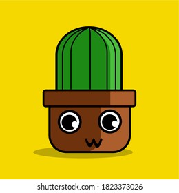 cute cactus plant on a bright yellow background