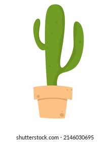 cute cactus in a plant pot. vector and illustration white background and isolation