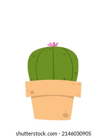 cute cactus in a plant pot. vector and illustration white background and isolation