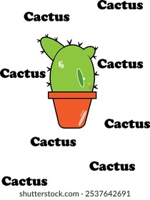 Ilustración linda del diseño del Vector de la planta del cactus.