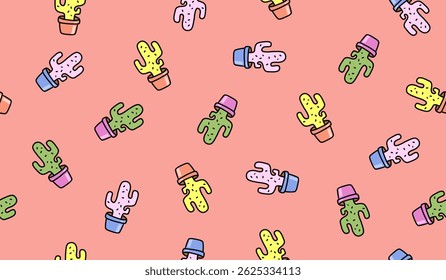Diseño lindo del Vector del fondo del patrón de las plantas del cactus