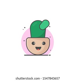 cute cactus plants vector illustration design icons flat style
