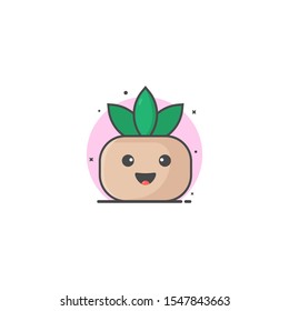 cute cactus plants vector illustration design icons flat style