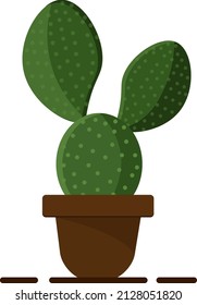 Cute cactus in pot with bunny ears, illustration, vector on a white background.