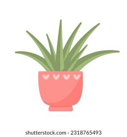 Cute cactus in a pot. Domestic succulent plant in pastel colors isolated on white background.