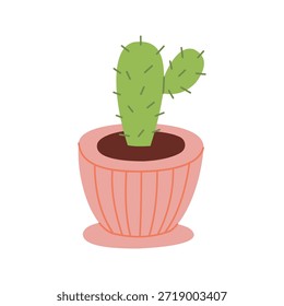 Lindo cactus en olla dibujado a mano ilustración