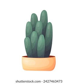 Cute cactus in a pot. Home plant.Room green cactus.Vector illustration, flat style