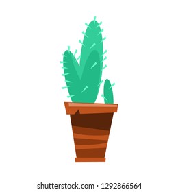 Cute cactus in the pot. Houseplant, vector illustration
