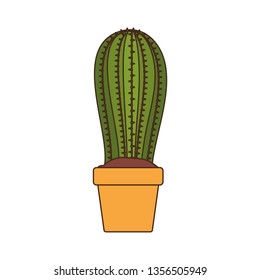 cute cactus with pot isolated icon