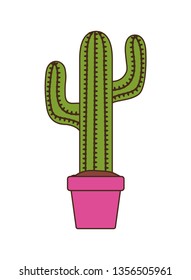 cute cactus with pot isolated icon