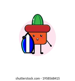 Cute cactus pot vector design taking the sky