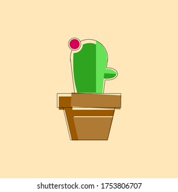 Cute cactus in the pot vector graphic