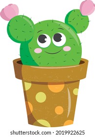 Cute cactus in a pot. Vector illustration.