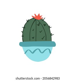 Cute cactus in a pot vector illustration in flat style