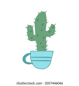 Cute cactus in a pot vector illustration in flat style