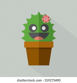 Cute Cactus Pot Vector Illustration