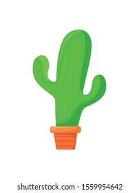 cute cactus with pot in white background vector illustration design