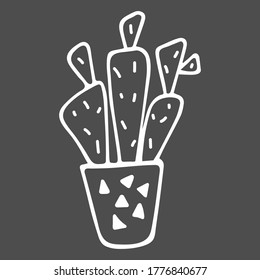 Cute cactus in the pots. Set of vector images.