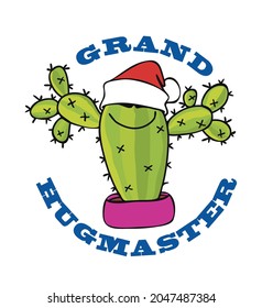 Cactus en sombrero santa ofreciendo abrazos