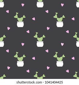 Cute cactus seamless pattern background vector illustration